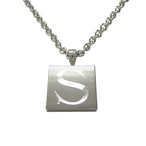 Letter S Etched Monogram Pendant Necklace